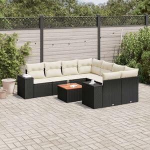 VidaXL Polyrattan Kerti Ülőgarnitúra - 9 részes - Fekete