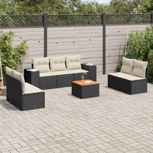 VidaXL Polyrattan Kerti Ülőgarnitúra - 8 részes - Fekete