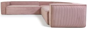 Rózsaszín kordbársony sarokkanapé Kave Home Blokk 320 cm, bal/jobb