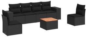 VidaXL Polyrattan Kerti Ülőgarnitúra - 7 részes - Fekete