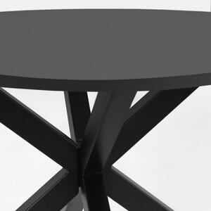 Fekete lakkozott étkezőasztal Kave Home Argo 120 cm fekete fém talppal