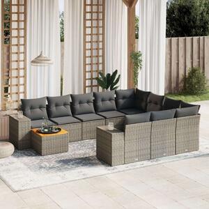 VidaXL Polyrattan Kerti Ülőgarnitúra - 11 részes - Szürke