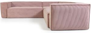 Rózsaszín kordbársony sarokkanapé Kave Home Blokk 290 cm, bal/jobb