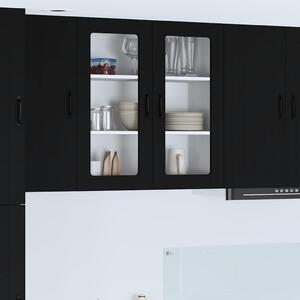 VidaXL Fali üveges szekrény LUCCA Fekete 80 x 31 x 80 cm Szerelt Fa