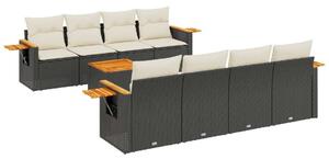 VidaXL Polyrattan Kerti Ülőgarnitúra - 9 részes - Fekete