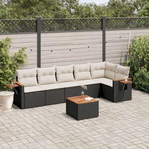 VidaXL Polyrattan Kerti Ülőgarnitúra - 7 részes, Fekete