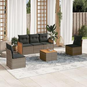 Polyrattan Kerti Ülőgarnitúra - 6 részes - Szürke