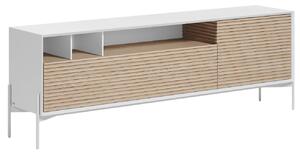 Fehér kőris TV-asztal Kave Home Marielle 187 x 40 cm fém talppal