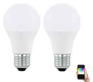 Eglo KÉSZLET 2xLED RGBW Dimmelhető izzó A60 E27/9W/230V 2700-6500K + távirányító - Eglo 11587 EG11587