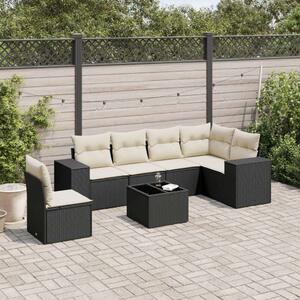 VidaXL Polyrattan Kerti Ülőgarnitúra - 7 részes - Fekete