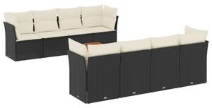 VidaXL Polyrattan Kerti Ülőgarnitúra - 9 részes - Fekete