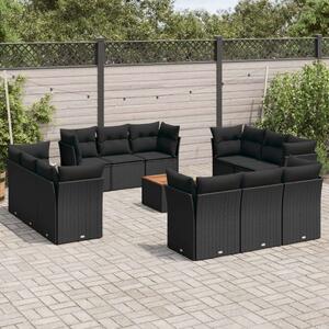 VidaXL Polyrattan Kerti Ülőgarnitúra - 13 részes - Fekete