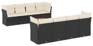 VidaXL Polyrattan Kerti Ülőgarnitúra - 9 részes - Fekete
