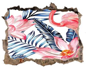 3d-s lyuk vizuális effektusok matrica Flamingók és növények