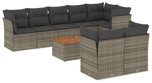 Polyrattan Kerti Ülőgarnitúra - 9 részes - Szürke