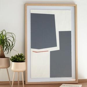 Kék fehér absztrakt festmény Kave Home Nape 90 x 60 cm