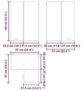 VidaXL Függő szekrény polcokkal Riga Fehér 57 x 57 x 80 cm Faanyag