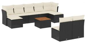 VidaXL Polyrattan Kerti Ülőgarnitúra - 10 részes - Fekete