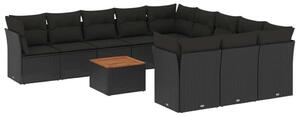 VidaXL Polyrattan Kerti Ülőgarnitúra - 12 részes - Fekete