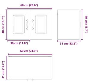 VidaXL Fali konyhaszekrény 2 pcs Magas Fényű Fehér 60 x 31 x 40 cm