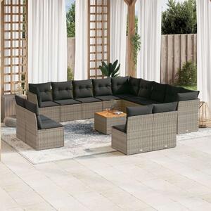 VidaXL Polyrattan Kerti Ülőgarnitúra - 14 részes - Szürke