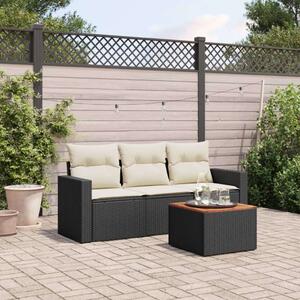 VidaXL Polyrattan Kerti Ülőgarnitúra - 4 részes - Fekete
