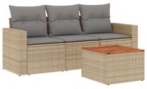 VidaXL Polyrattan Kerti Ülőgarnitúra - 4 részes - Bézs