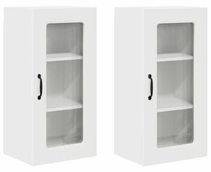 VidaXL Fali konyhaszekrény ajtóval 2 pcs Fehér 40 x 31 x 80 cm Faanyag