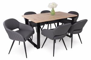 Zoé asztal Cristal székekkel | 6 személyes étkezőgarnitúra