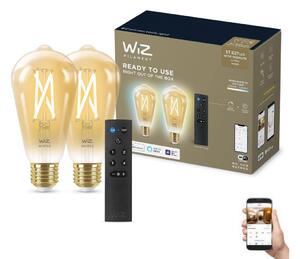 WiZ KÉSZLET 2xLED Dimmelhető izzó ST64 E27/7W/230V 2000-5000K CRI 90 Wi-Fi + távirányító-WiZ WI0152