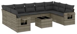 VidaXL Polyrattan Kerti Ülőgarnitúra - 10 részes - Szürke
