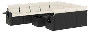 VidaXL Polyrattan Kerti Ülőgarnitúra - 11 részes - Fekete