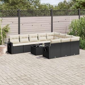 VidaXL Polyrattan Kerti Ülőgarnitúra - 11 részes - Fekete