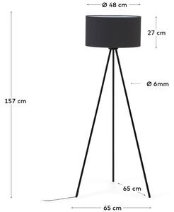 Fekete szövet állólámpa Kave Home Ikia 157 cm