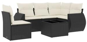 VidaXL Polyrattan Kerti Ülőgarnitúra - 6 részes - Fekete