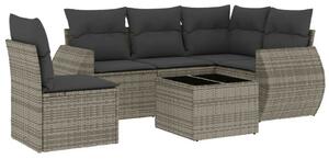 VidaXL 6 részes szürke polyrattan kerti ülőgarnitúra párnákkal