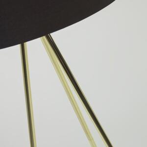 Fekete szövet állólámpa Kave Home Ikia arany talppal 157 cm