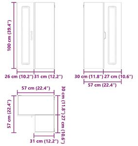 VidaXL Fali konyhaszekrény Magas Fényű Fehér 57 x 57 x 100 cm Faanyag