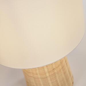 Rattan asztali lámpa Kave Home Kimjit 51 cm szövetbúrával