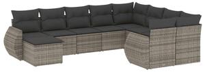 VidaXL Polyrattan Kerti Ülőgarnitúra - 10 részes - Szürke