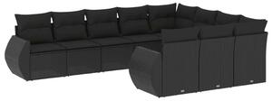 VidaXL Polyrattan Kerti Ülőgarnitúra - 10 részes - Fekete