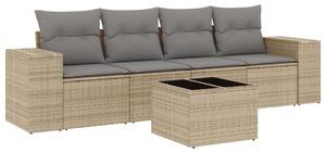 VidaXL Polyrattan Kerti Ülőgarnitúra - 5 részes - Bézs