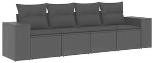 VidaXL Polyrattan Kerti Ülőgarnitúra - 4 részes - Fekete