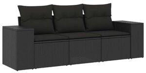 VidaXL 3 részes Kerti Ülőgarnitúra - Fekete Polyrattan