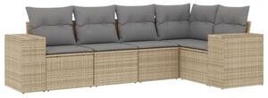 VidaXL - Polyrattan Kerti Ülőgarnitúra - 5 részes - Bézs