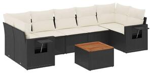 VidaXL Polyrattan Kerti Ülőgarnitúra - 8 részes - Fekete