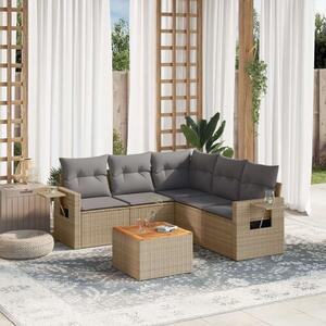 VidaXL 6 részes bézs polyrattan kerti ülőgarnitúra párnával