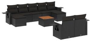 VidaXL Polyrattan Kerti Ülőgarnitúra - 10 részes - Fekete