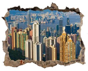 3d lyuk fal dekoráció Hong kong panoráma