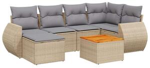 VidaXL Polyrattan Kerti Ülőgarnitúra - 7 részes - Bézs